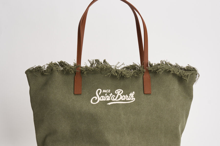 Borsa donna City in canvas verde CBF0001 CANVAS52 MC2 SAINT BARTH 