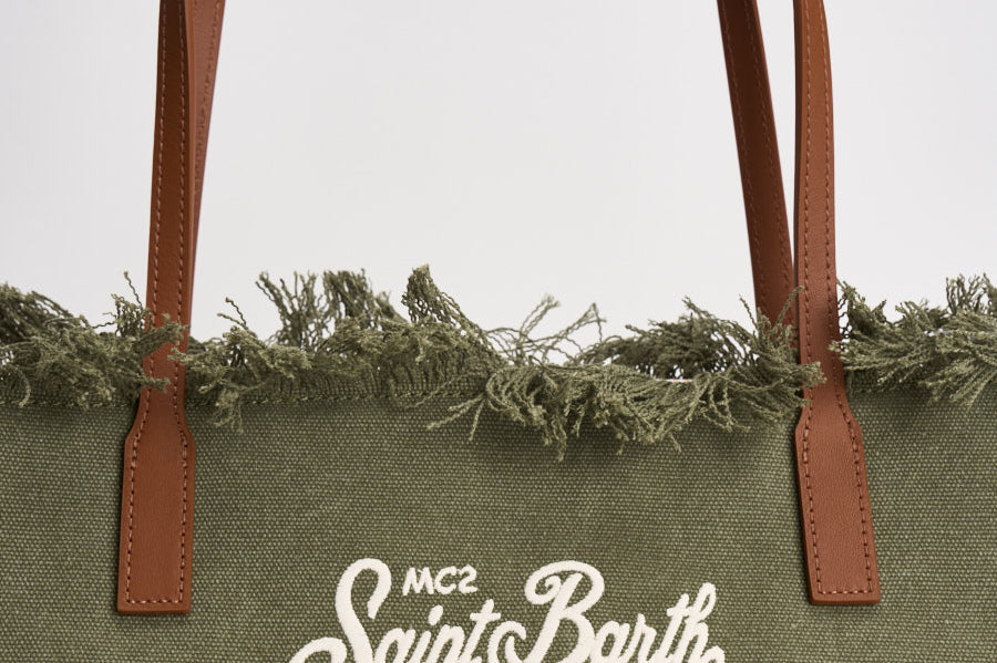 Borsa donna City in canvas verde CBF0001 CANVAS52 MC2 SAINT BARTH 