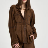 Shorts donna in camoscio marrone D210599 MARFA066 P.a.r.o.s.h. 