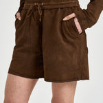 Shorts donna in camoscio marrone D210599 MARFA066 P.a.r.o.s.h. 
