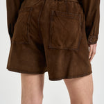 Shorts donna in camoscio marrone D210599 MARFA066 P.a.r.o.s.h. 