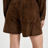Shorts donna in camoscio marrone D210599 MARFA066 P.a.r.o.s.h. 