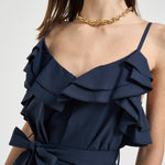 Blusa donna con balze blu D313354 CANYOX26012 P.a.r.o.s.h. 