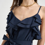 Blusa donna con balze blu D313354 CANYOX26012 P.a.r.o.s.h. 