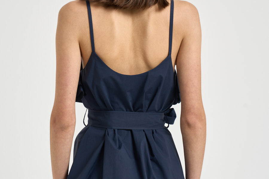 Blusa donna con balze blu D313354 CANYOX26012 P.a.r.o.s.h. 