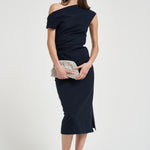 Abito donna midi monospalla blu notte D726148 PINGU012 P.a.r.o.s.h. 