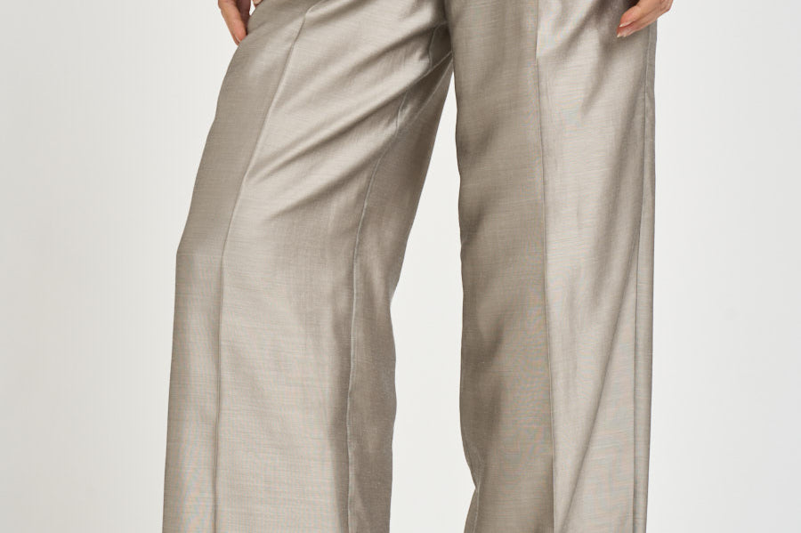 Pantalone donna palazzo in organza grigio E04452D 970 PESERICO 
