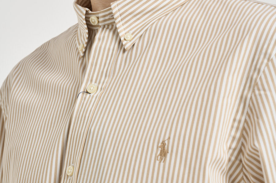Camicia uomo a righe beige 710929344 500 RALPH LAUREN 