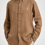Camicia uomo in lino marrone 710966294 505 RALPH LAUREN 