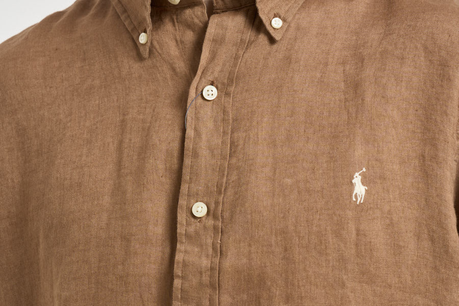 Camicia uomo in lino marrone 710966294 505 RALPH LAUREN 