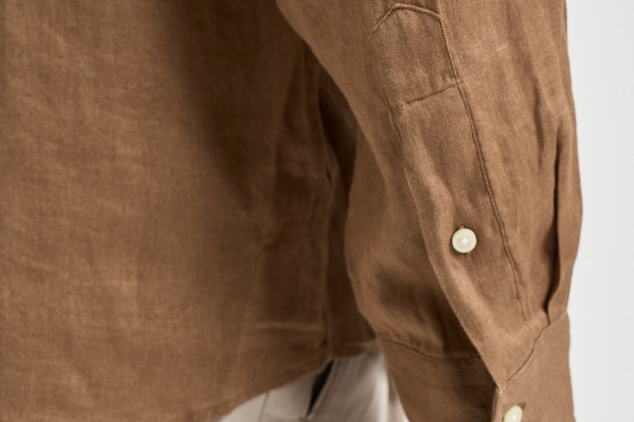 Camicia uomo in lino marrone 710966294 505 RALPH LAUREN 