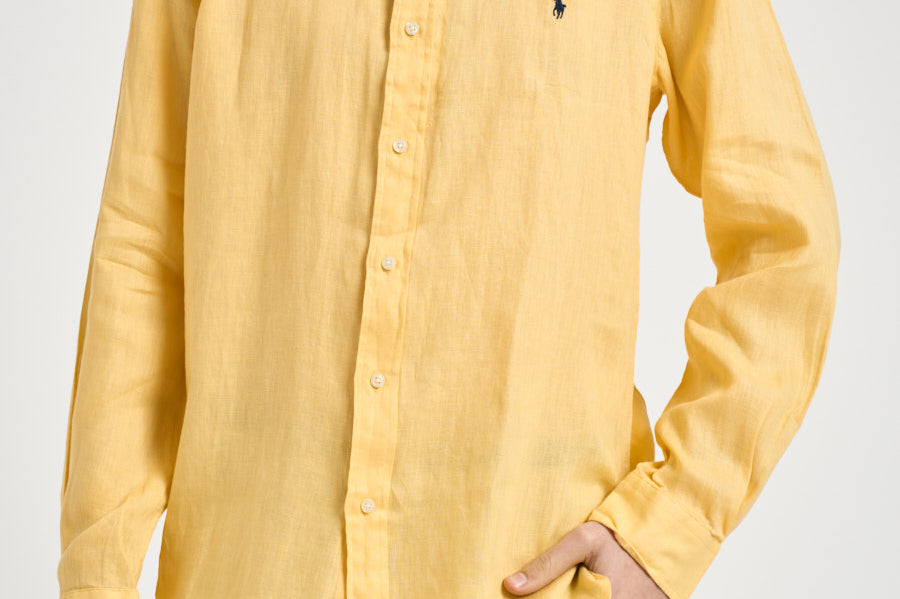 Camicia uomo in lino gialla 710966294 515 RALPH LAUREN 