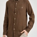 Camicia uomo in lino marrone 710968915 500 RALPH LAUREN 