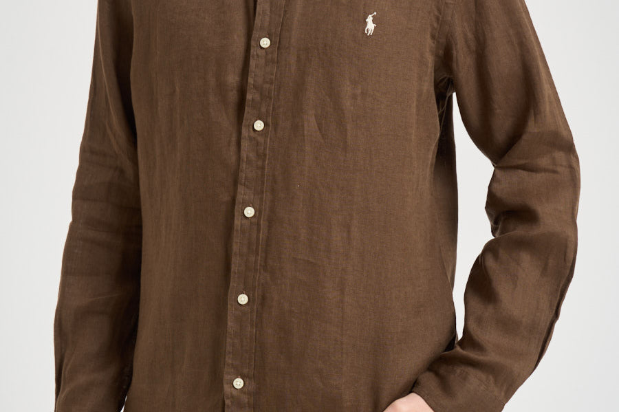 Camicia uomo in lino marrone 710968915 500 RALPH LAUREN 