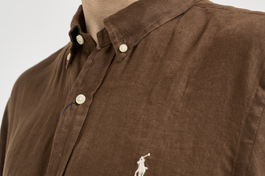 Camicia uomo in lino marrone 710968915 500 RALPH LAUREN 