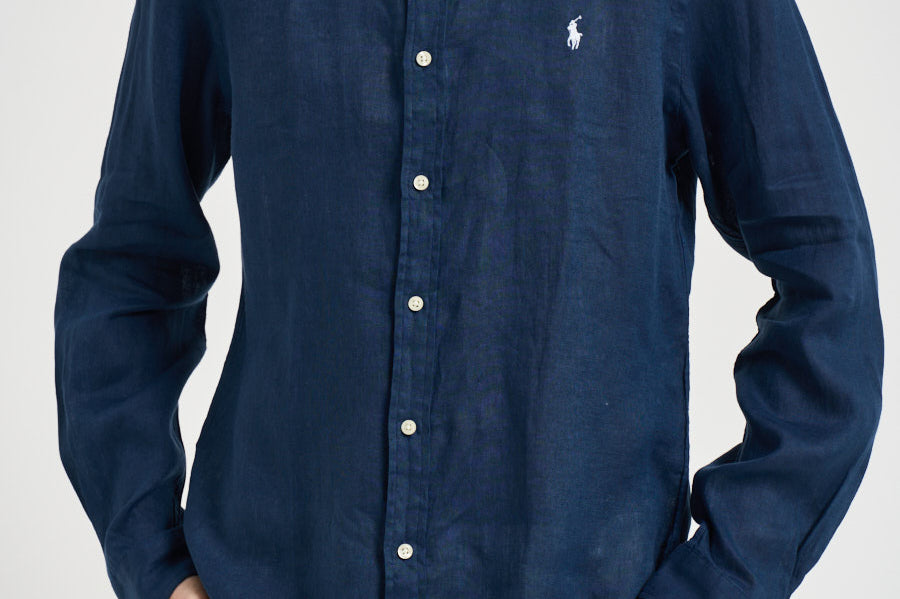 Camicia uomo in lino blu 710968915 506 RALPH LAUREN 