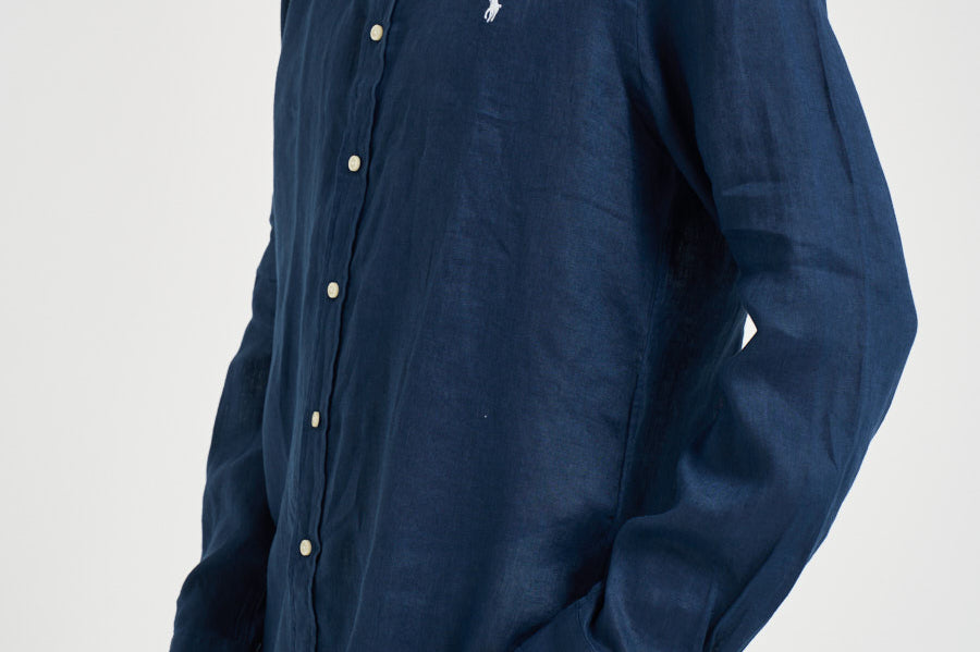 Camicia uomo in lino blu 710968915 506 RALPH LAUREN 