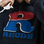 Felpa uomo con cappuccio blu notte HO06012 6011BLAKCREDBLUE RHUDE 