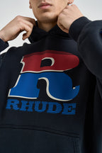Felpa uomo con cappuccio blu notte HO06012 6011BLAKCREDBLUE RHUDE 