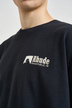 T-shirt uomo girocollo nera TT04012 6006BLACKWHITEYELLOW RHUDE 