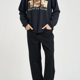 T-shirt uomo manica lunga con stampa nera TT14012 6009BLACK RHUDE 