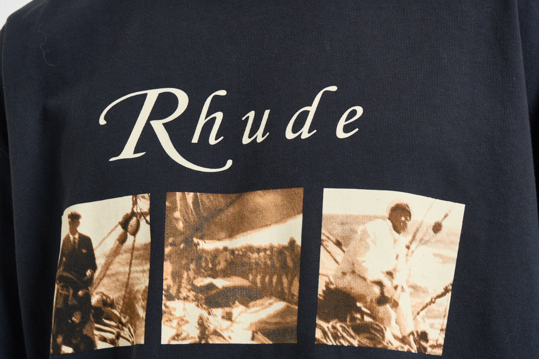 T-shirt uomo manica lunga con stampa nera TT14012 6009BLACK RHUDE 
