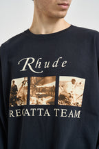 T-shirt uomo manica lunga con stampa nera TT14012 6009BLACK RHUDE 
