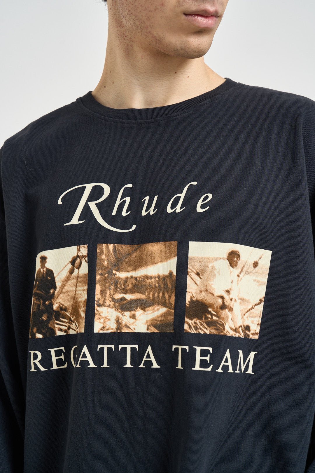 T-shirt uomo manica lunga con stampa nera TT14012 6009BLACK RHUDE 