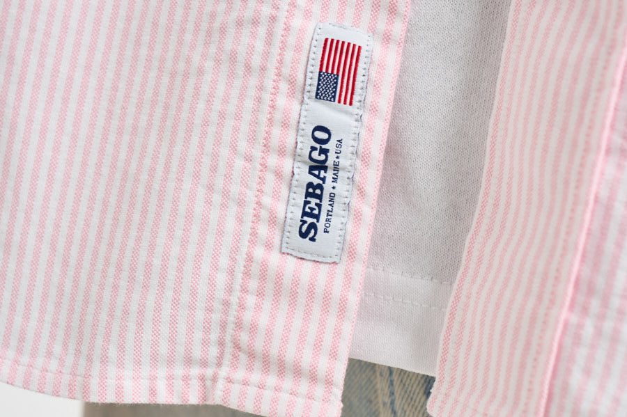 Camicia uomo in cotone a righe rosa e bianche 751271W A11 SEBAGO 