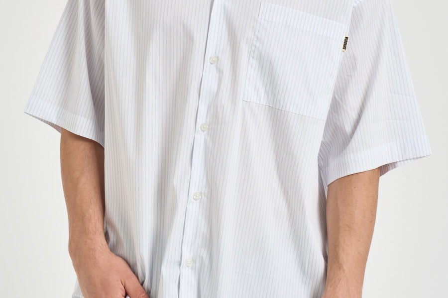 Camicia uomo a righe bianche e azzurre 705 LIGHT BLUE WOODBIRD 