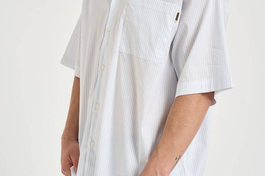 Camicia uomo a righe bianche e azzurre 705 LIGHT BLUE WOODBIRD 