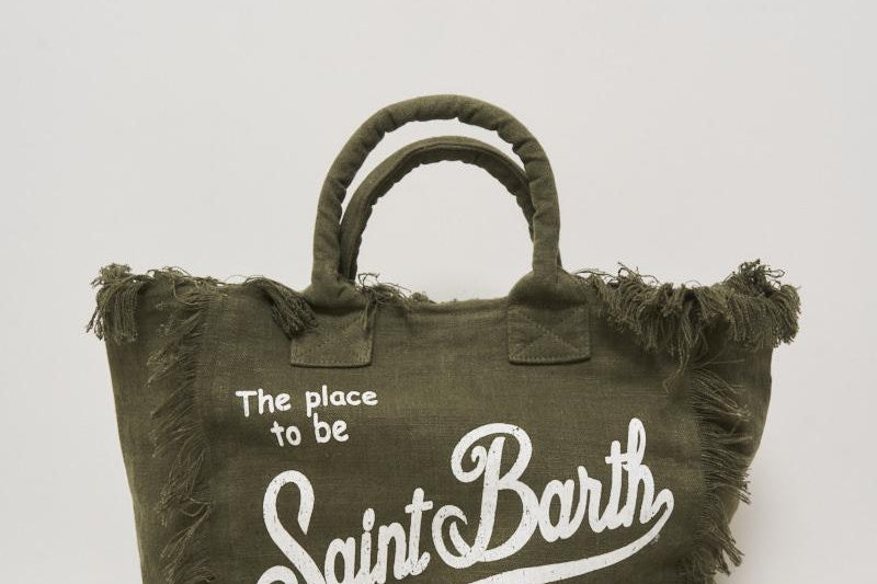 Borsa donna Vanity in lino verde VANITYLINEN 01189H MC2 SAINT BARTH 