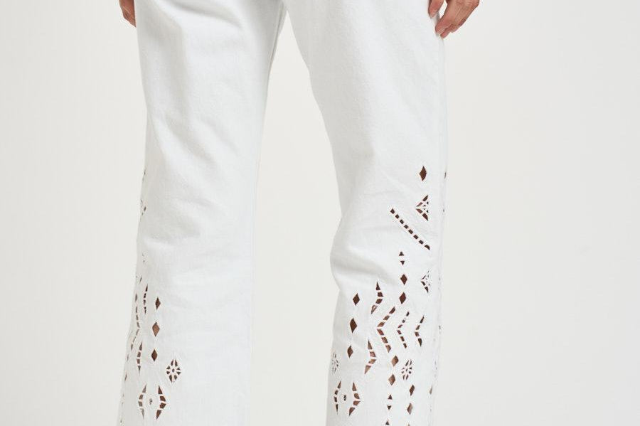 Jeans donna traforato cropped bianco PA0694FA D2H01WHITE ISABEL MARANT 