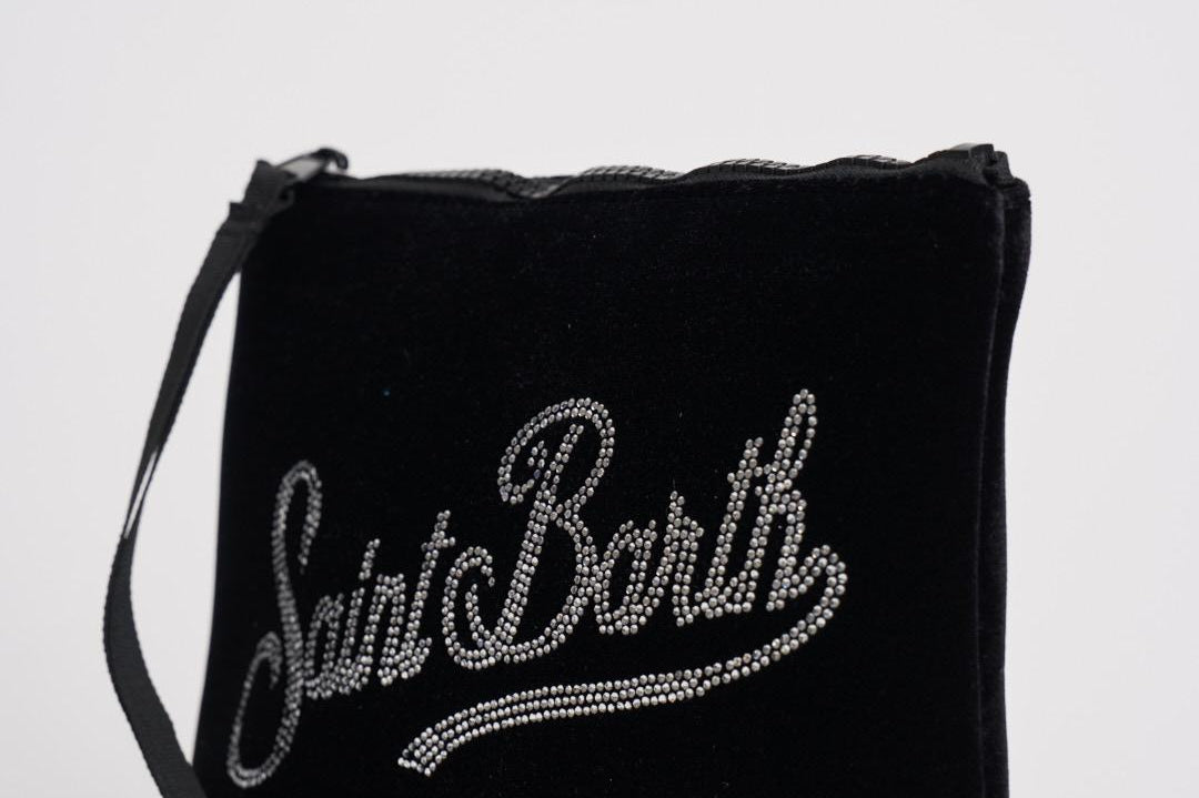 Pochette donna Aline nera in velluto e strass ALINE VLVTSTRASS00 MC2 SAINT BARTH 