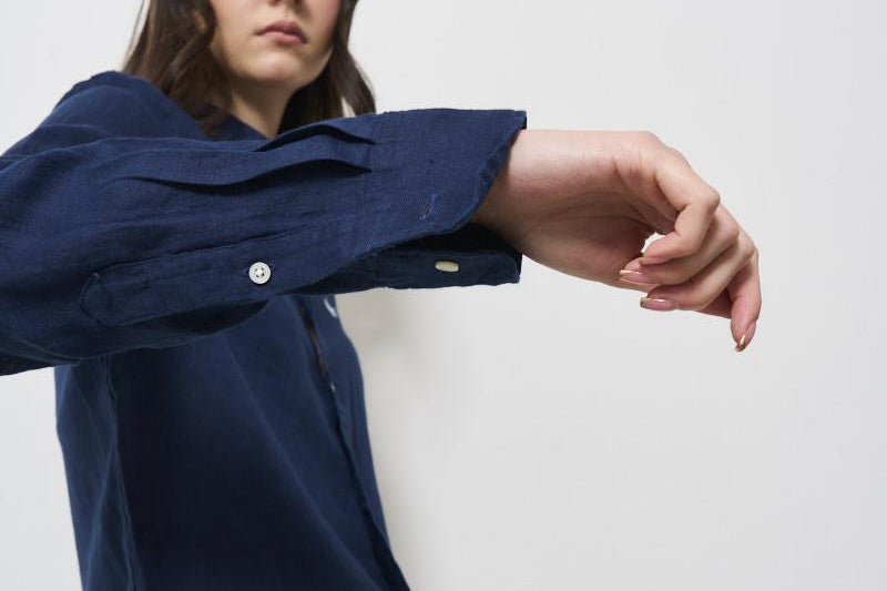 Camicia donna in lino blu 211970730 002 RALPH LAUREN 