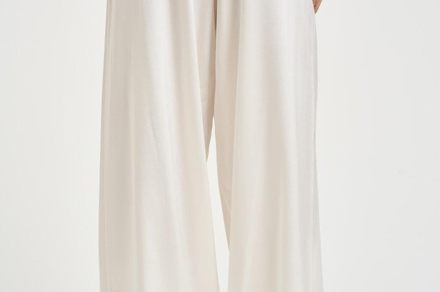 Pantalone donna Sandy a palazzo bianco 326SS3808S IVORY DANAME 