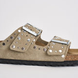 Sandalo donna beige effetto suede  con borchie 1029390 TAUPE BIRKENSTOCK 