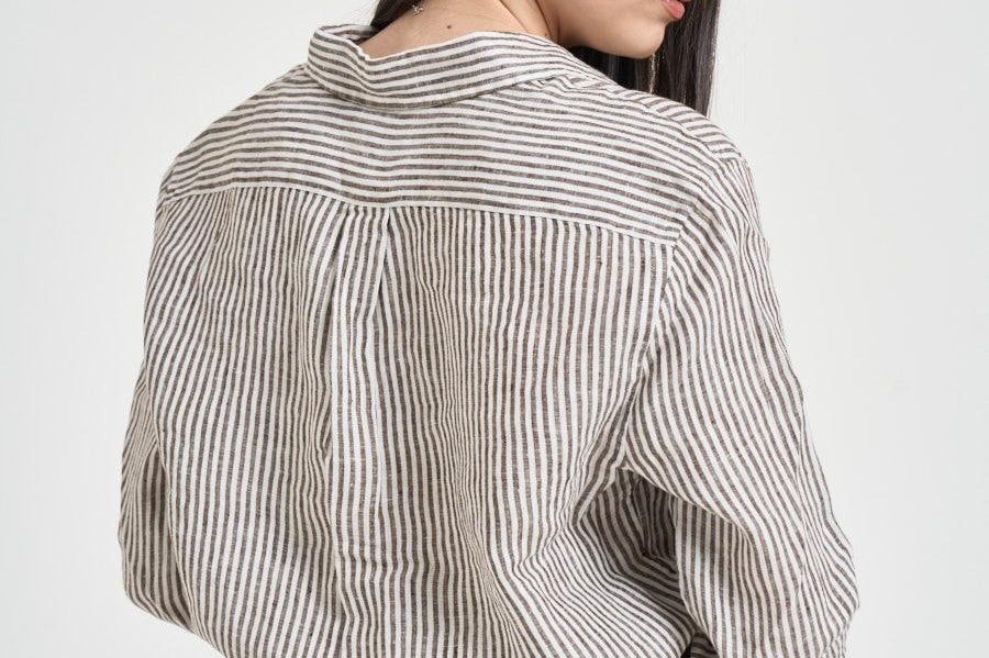 Camicia donna a righe marroni 211A96158 007 RALPH LAUREN 