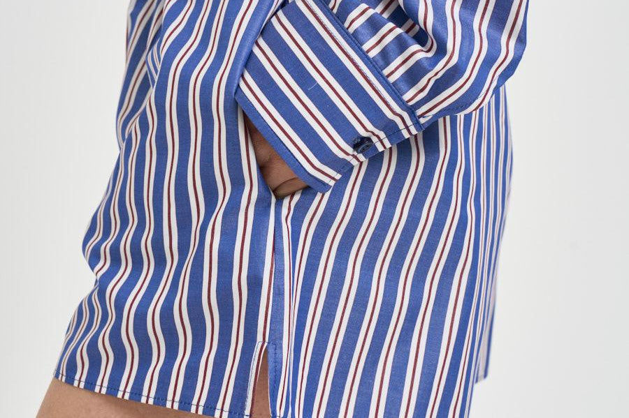 Set camicia e shorts donna over a righe blu TM196419B BLUEROUGENOIR THE ANDAMANE 