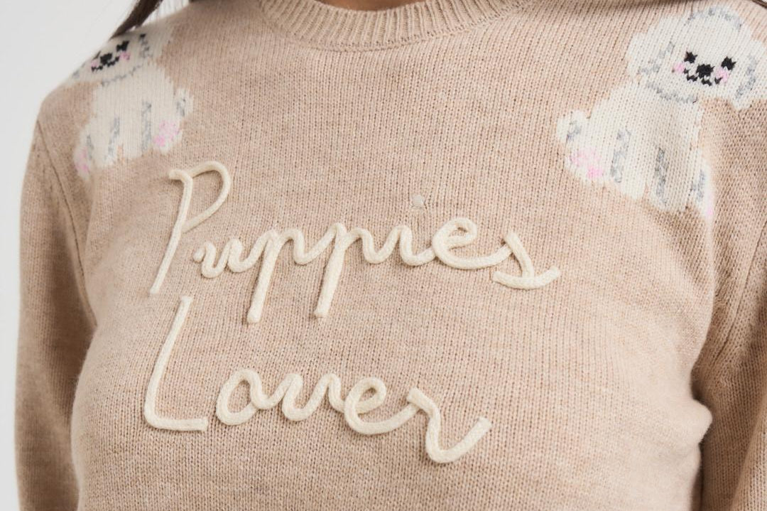 Maglia donna con ricamo beige NEWQUEEN PUPPIE11 MC2 SAINT BARTH 