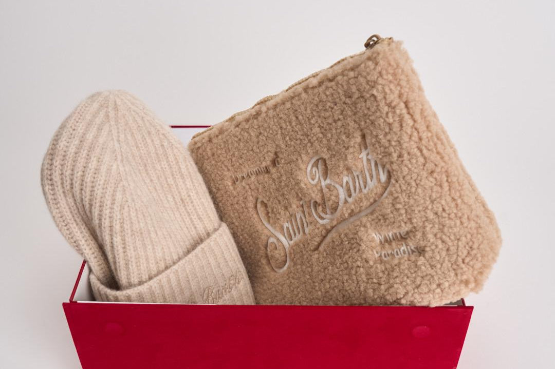 Set donna cappellino e pochette beige XMASBOX TED11 MC2 SAINT BARTH 
