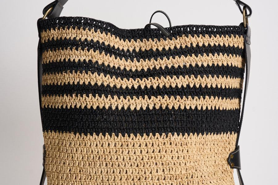 Borsa donna Bayia in rafia beige e nera PP0017FB D1X06MBKNL ISABEL MARANT 