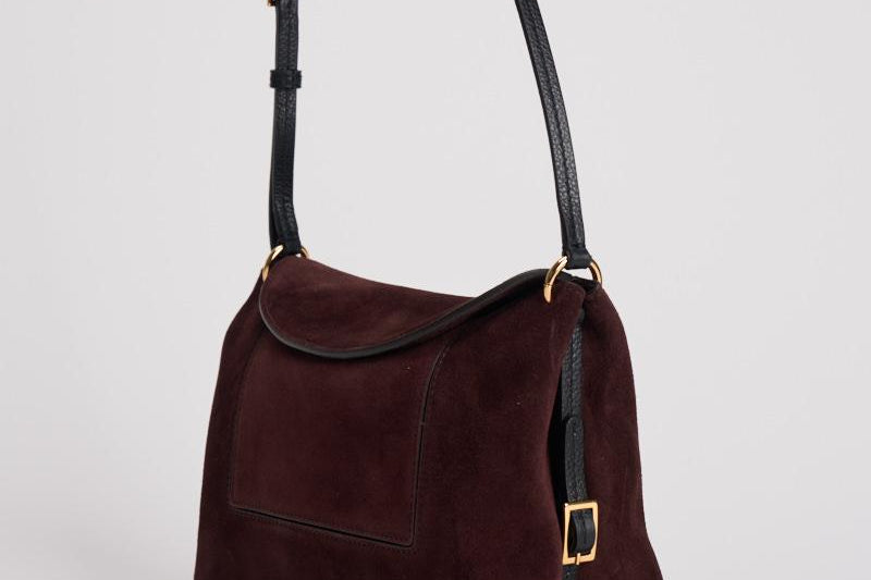 Borsa donna "Penelope" Slouch in suede bordeaux 000148 ACAISUEDE WANDLER 