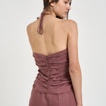 Top donna drappeggiato melanzana S6SN02 H92 SEMICOUTURE 