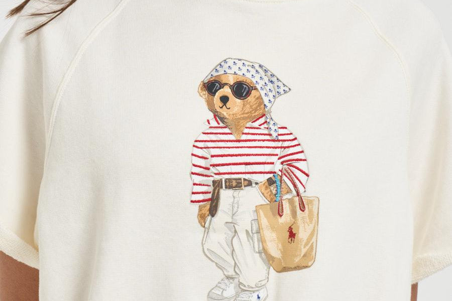 T-shirt donna in felpa panna 211B20069 001 RALPH LAUREN 