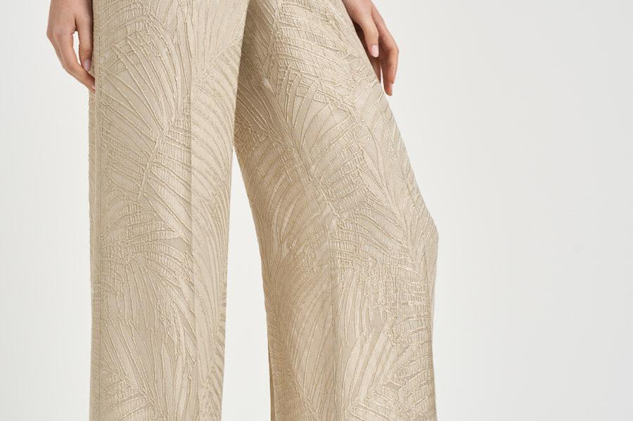 Pantalone donna a palazzo dorato con ricami 173874 D9488403 INCOTEX 