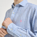 Camicia uomo celeste in misto lino e cotone 710B16700 001 RALPH LAUREN 