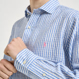 Camicia uomo celeste in misto lino e cotone 710B16700 001 RALPH LAUREN 