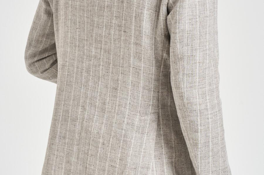 Giacca uomo doppiopetto gessata grigio chiaro 1SMC20K 850049T3259 TAGLIATORE 