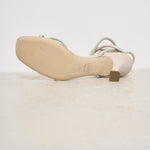 Sandalo donna beige con impunture verdi GIOIA MILK 3JUIN 